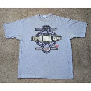 Vintage Baltimore Ravens Shirt Mens XL Super Bowl XXXV AFC Champs NFL *Stains